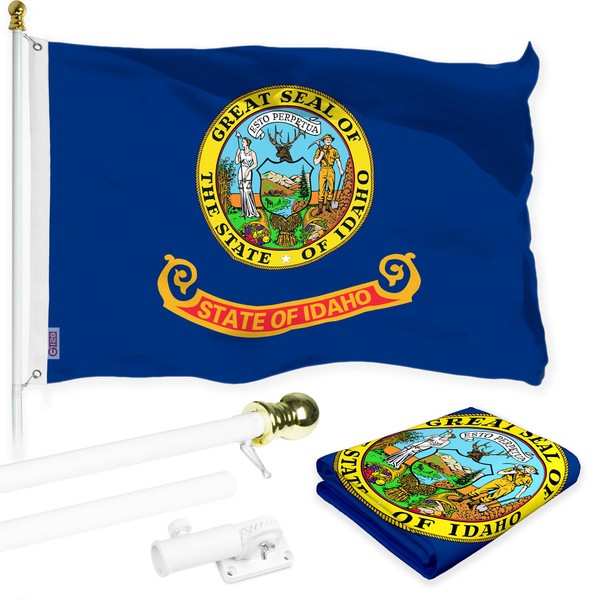 G128 Combo Pack: 6 Ft Aluminum Spinning Flagpole (White) &