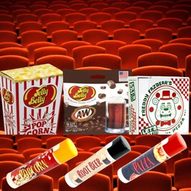 Movie Night Gift Set – Pizza, Popcorn & Root Beer Lip Balm + Jelly Beans & Pizza-Shaped Candy | Fun Kids Gift Box | Unique Birthday or Holiday Surprise for Kids & Tweens