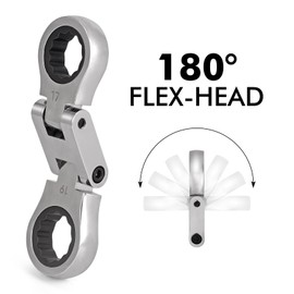 wanlvkang Stubby Wrenches Set, Flex Head Ratcheting Wrench Set Double Box End Ratchet Wrench Metric (12 and 13)