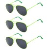 Classic Aviator Sunglasses Smoke Lens Metal Frame Green 3 Pack