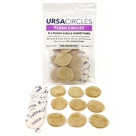 URSA Plush Circles - 5mm length short fur LAV covers. Reusable & Super Soft. 25mm Diameter (9x Circles + 30x Stickies, Beige)