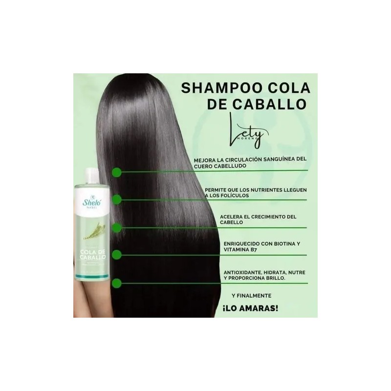 Kit Shampoo Cola De Caballo + Biotinas Cabello Largo &