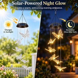 Solar Wind Chime Lights for Outdoor Decor – Color-Changing LED Butterfly, Dragonfly or Hummingbird Design for Garden & Patio