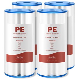 SimPure 10"x4.5" Pleated Sediment Water Filter, 5 Micron Whole House Water Filter Cartridge for Well Water Compatible with FXHSC, ECP20-BB, R50-BBSA, CB1-SED10-BB (4 Pack)