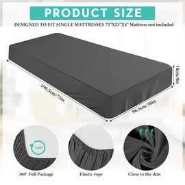 Breling 4'' Fitted Sheet Compatible with Milliard Trifold Mattres (Sheet Only) Folding Mattress Fitted Microfiber Sheet Cover for Camp Bunk RVs Guest Beds(Dark Grey,Twin, 75 x 38 Inches)