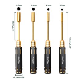 Newzoll 4Pcs RC Car Hex Wrenches Socket Set 4.0/5.5/7.0/8.0mm Hexagon Screwdriver Wrench Repair Tool for RC Quadcopter Helicopter Multi-Axis FPV Drone Car Airplane