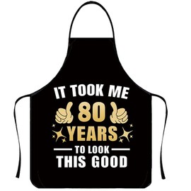 Funny Birthday Gifts, Waterproof Apron for Men Women Kitchen Chef Cooking BBQ Aprons, Birthday Father’s Mother's Day Grilling Gifts (80th)