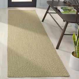 Safavieh Braided Collection Runner - 2'3" x 8', Sage, Indoor/Outdoor, Machine Washable, Ideal for High Traffic Areas in The Living Room, Patio, Backyard, Mudroom (BRD317W)