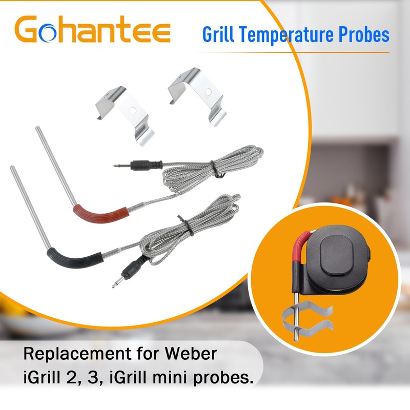 Gohantee 2-Pack Grill Probes Replacement for Weber Igrill 2, Igrill