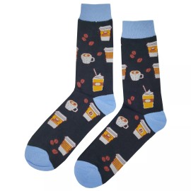 Sockfly NWT Coffee Shop Dress Socks Novelty Men 8-12 Black Crazy Fun Sockfly