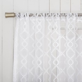 No. 918 Tina Geometric Clipped Semi-Sheer Rod Pocket Curtain Panel, 50" x 84", White