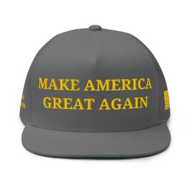 Yupoong Gold Dark MAGA Hat Trump Black And Gold MAGA Snapback Embroidered Flat Cap - Grey
