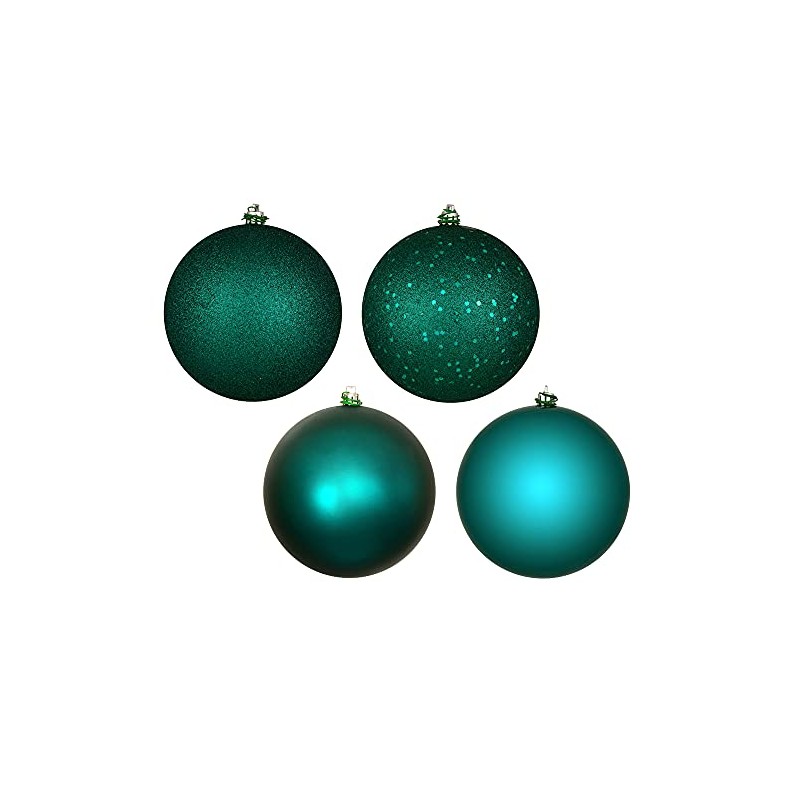 Vickerman 6" Dark Teal 4-Finish Ball Ornament Set.Includes 4 Ornaments