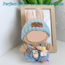 17 cm Large Doll Clothes, Dolls Outfit Set with Hat and Accessories, Clothing for 17 cm Plush Doll, Clothing for 17 cm Plush, Plush Dolls Clothing for Generation 1/2/3 (Blue)