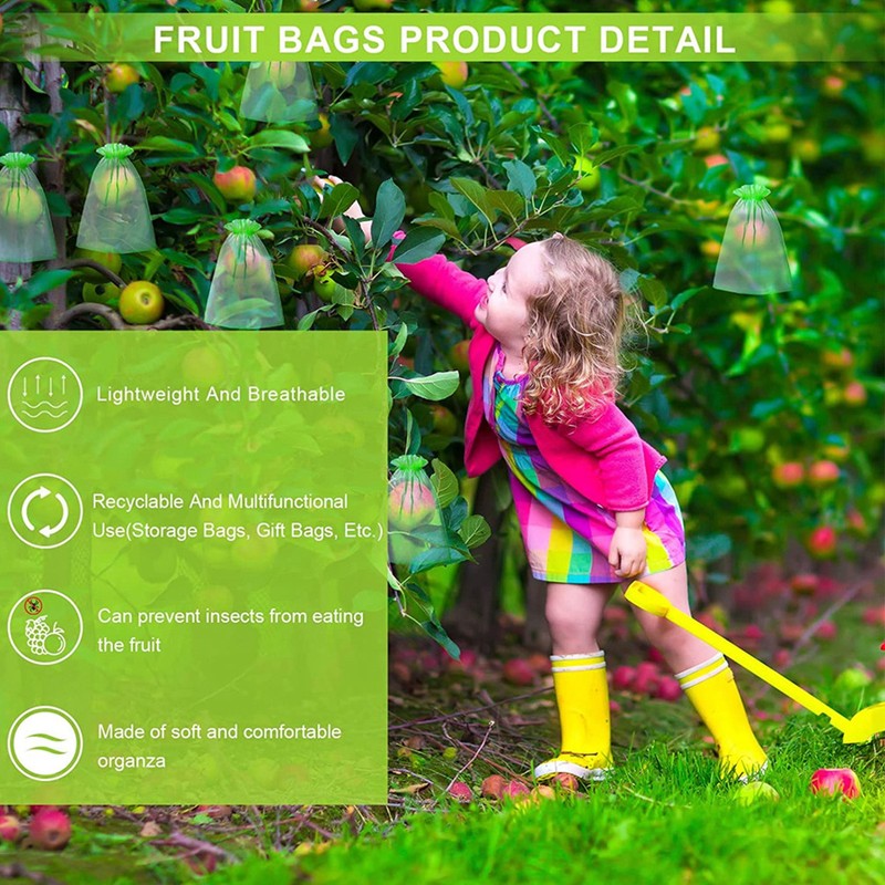 100PCS Fruit Protection Netting Bag Reusable Garden Mesh Barrier Bag