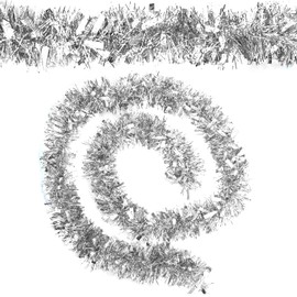 CHEERMAGIC Christmas Tinsel Garland, 13.12FT Christmas Tree Tinsel Decoration, Metallic Tinsel Garland, for Christmas New Year Holiday Party Decorations A6-LPZLH (Silver)