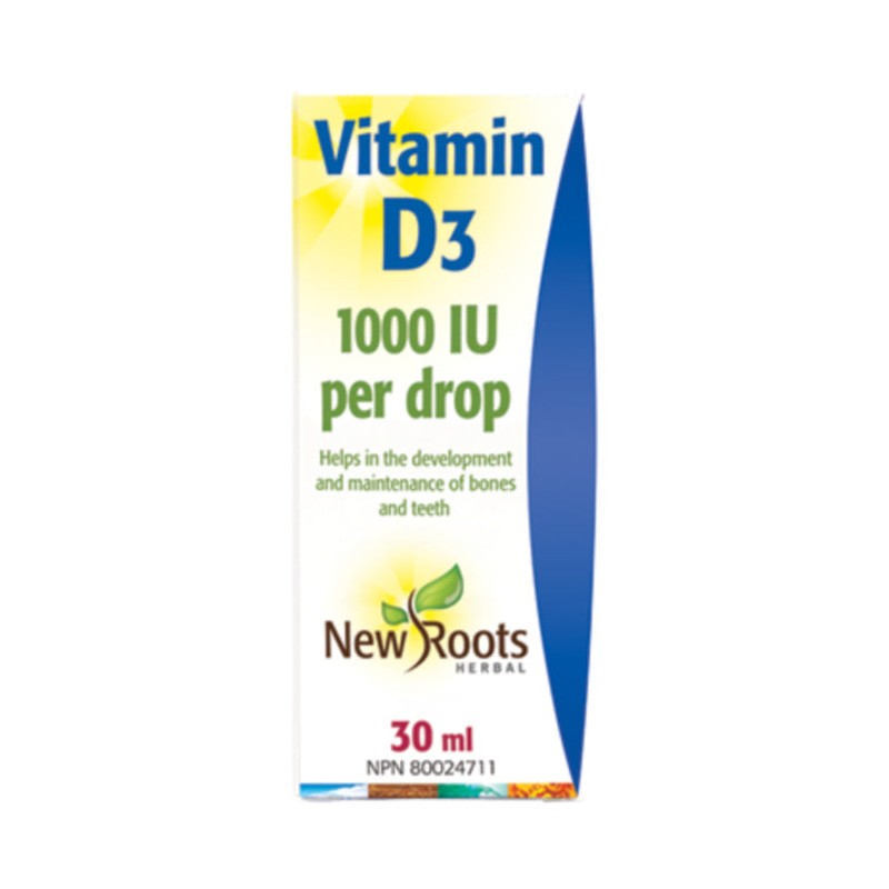 New Roots Vitamin D3 Drops Liquid, 1000IU Per Drop, 30ml