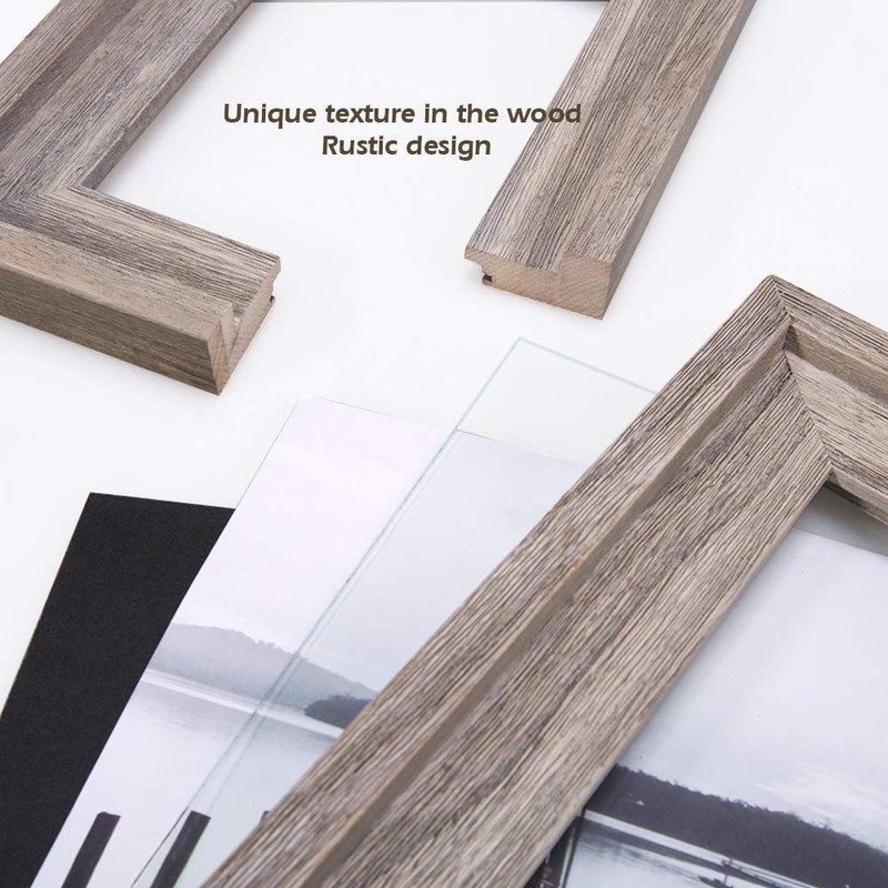 Eosglac Rustic 5x7 Picture Frame, Solid Wood with Glass Front,