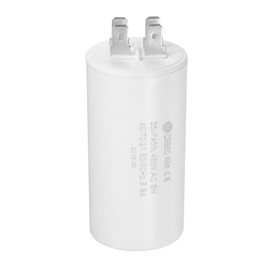 YOKIVE CBB60 Run Capacitor, 450V AC 25uF 50/60Hz Double Insert Run Round Capacitor, Low Loss, Great for Washing Machines Motor (White, 73x44mm)