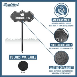 RealSteel - Seed & Plant Markers - Indoor/Outdoor Herb Garden Stakes - Elegant Fruit/Vegetable Seed Labels - Durable Plant Tags for Pots - Classy Design for Farmhouse/Greenhouse (Peas)