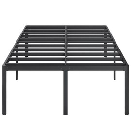 Lutown-Teen 22 Inch High Full Size Bed Frame with Rounded Corner Legs, Sturdy Mattress Foundation, Heavy Duty Metal Platform Bed Frame Full No Box Spring Needed, Noise Free, Easy Assembly, Black