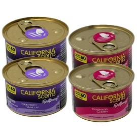 California Scents Spillproof Can Air Freshener in Coronado Cherry and Monterey Vanilla Scents: Best Car Air Freshener and Odor Eliminator, Combo Kit (4 Packs)