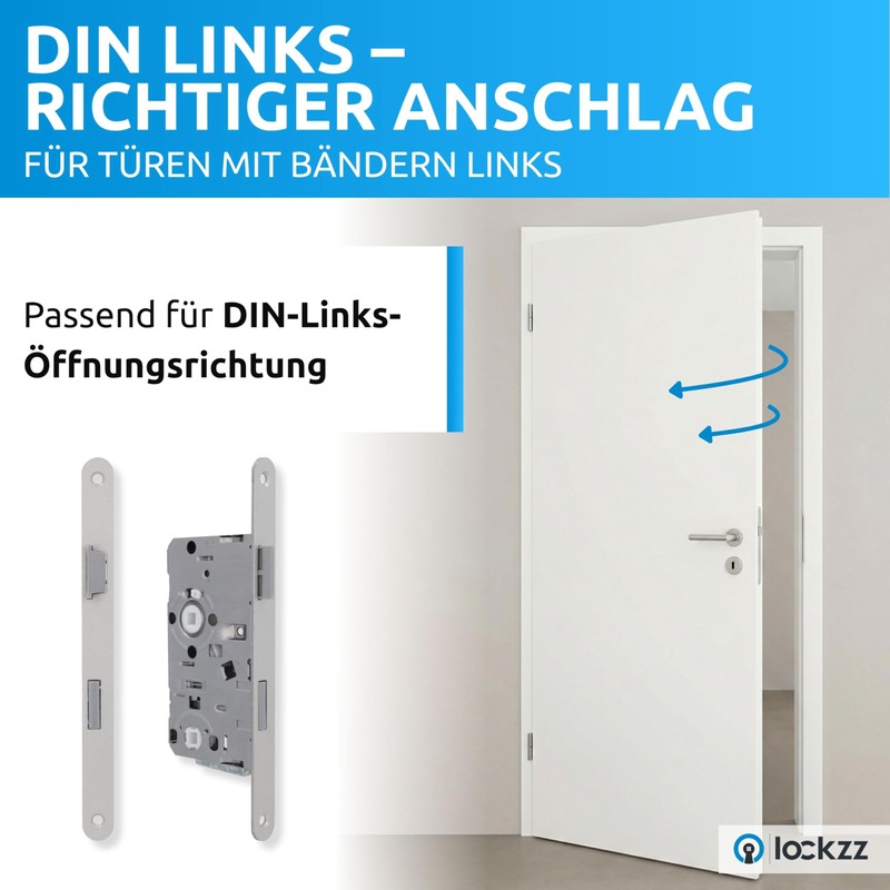 lockzz Toilet Mortice Lock Bathroom Door DIN Left - Bathroom