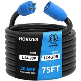 75FT 30 Amp Generator Cord, 4 Prong NEMA L14-30P/L14-30R Generator Extention Cord, Twist Lock Heavy Duty 10 Gauge Outdoor Extension Cable for RV Camper and Generator to House, ETL Listed