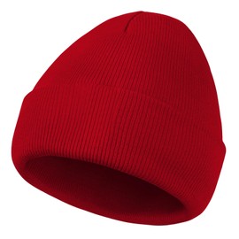 Beanie Hat for Men Acrylic Knit Women Beanies Warm Winter Soft Bonnet Daily Hats Red