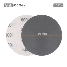 sourcing map 5 Inch Sanding Disc 800 Grit Hook and Loop Wet Dry Usable Silicon Carbide C-Weight Backing Sandpaper for Orbital Sander 10Pcs