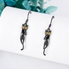 Black Cat Earrings 925 Sterling Silver Cat Hanging Earring Animal