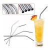 Veraly 4 Popote Acero Inoxidable Curvo Cepillo Full Plata