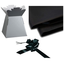 INERRA Bouquet Making Kit with Silver Florist Box, Black Tissue Paper and Bow