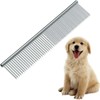 Professional Dog Grooming Comb, Stainless Steel, Dual-Spaced Rounded Teeth, Silver
