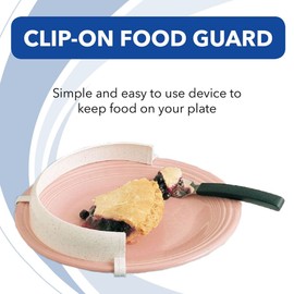 Sammons Preston Clip-On Food Guard for Plates, Reusable Spill Prevention Eating Aid Assistant for Scooping Food, Lightweight Assistive Plate Guard for Disabled, Elderly, and Handicapped