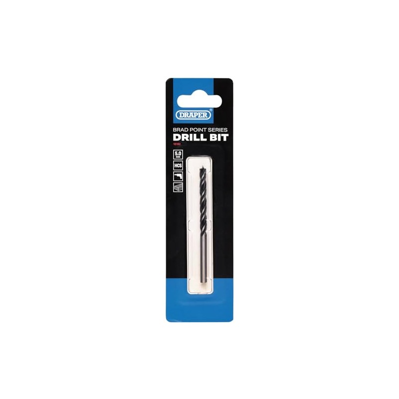 Draper Brad Point Drill Bit, 5.0mm x 86mm - 16162