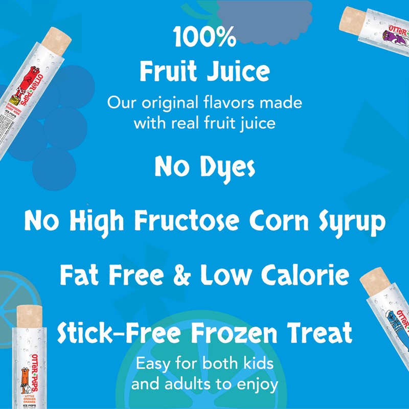 Otter Pops Freezer Bars, 100% Fruit Juice Ice Pops, Original