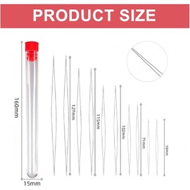 10 Pcs Beading Needles – Stainless Steel Big Eye Needles for Jewellery Making & Embroidery Beads – 5 Sizes with Storage Bottle (5.8cm, 7.5cm, 10.2cm, 11.5cm, 12.7cm)