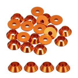 QUARKZMAN M3 Cone Cup Washers Anodized Aluminum Gaskets for Screws RC/FPV/PC/Drone/Mechanical Accessories Model Parts, Pack of 20 (Orange)