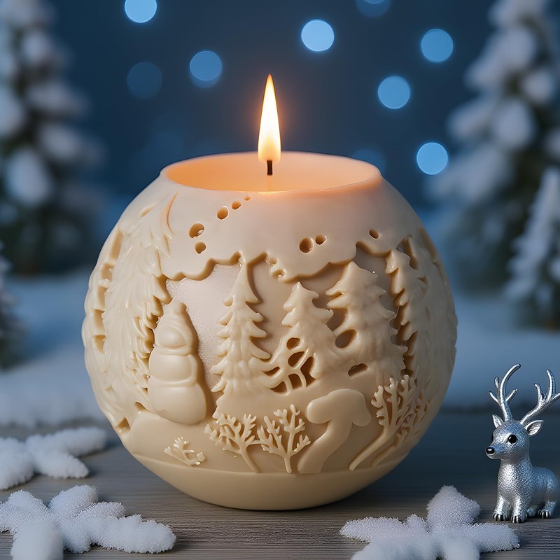 Christmas Ball Candle Molds Christmas Tree Resin Casting Silicone Mold