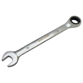 DAKCOS Fixed Head Ratchet Spanner 15mm Ratcheting Combination Wrench Chrome Vanadium Steel