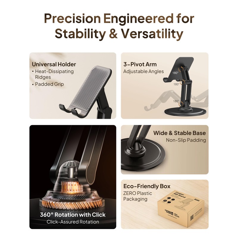 COOPER 360° Stand, Rotating Cell Phone Stand for Desk |