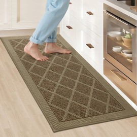 COSY HOMEER Kitchen Rug Non Slip Washable, 20"x48" Absorbent Kitchen Mats for Floor, Runner Rugs for Kitchen Floor, 100% Polypropylene Kitchen Sink Rug (Beige)