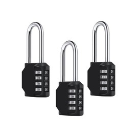 Kellegour Pack of 3 Luggage Locks, Suitcase Locks, Rustproof Combination Lock, 4 Digit Small Padlocks, Combination Locks, Locks for Suitcase, Bag, Backpacks, Gym, School, Locker (Black)