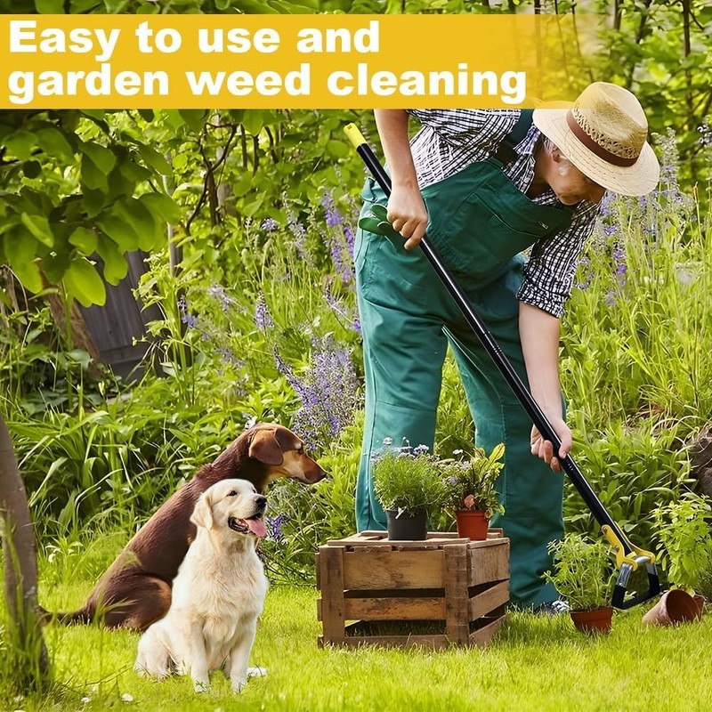 Ihomepark Adjustable Heavy-Duty Long-Handle Garden Hoe: Black Scuffle Hula Hoe