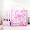 JISEN 3 Piece Crib Bedding Set Soft Baby Butterfly Crib