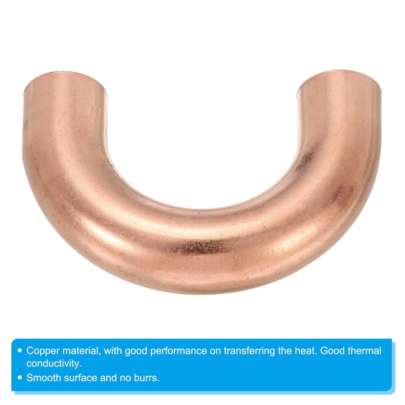 PATIKIL 3/4" OD 49x78mm Elbow Copper Pipe Fitting, 180 Degree