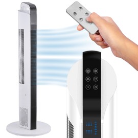 NEXAIR 42” Oscillating Tower Fan, 3 Speed Portable Fan Tower With Remote Control, Quiet Operating Floor Fan for Bedroom with 7.5 Hr Auto Off Timer, Modern Design Room Cooling Fan For Home & Office