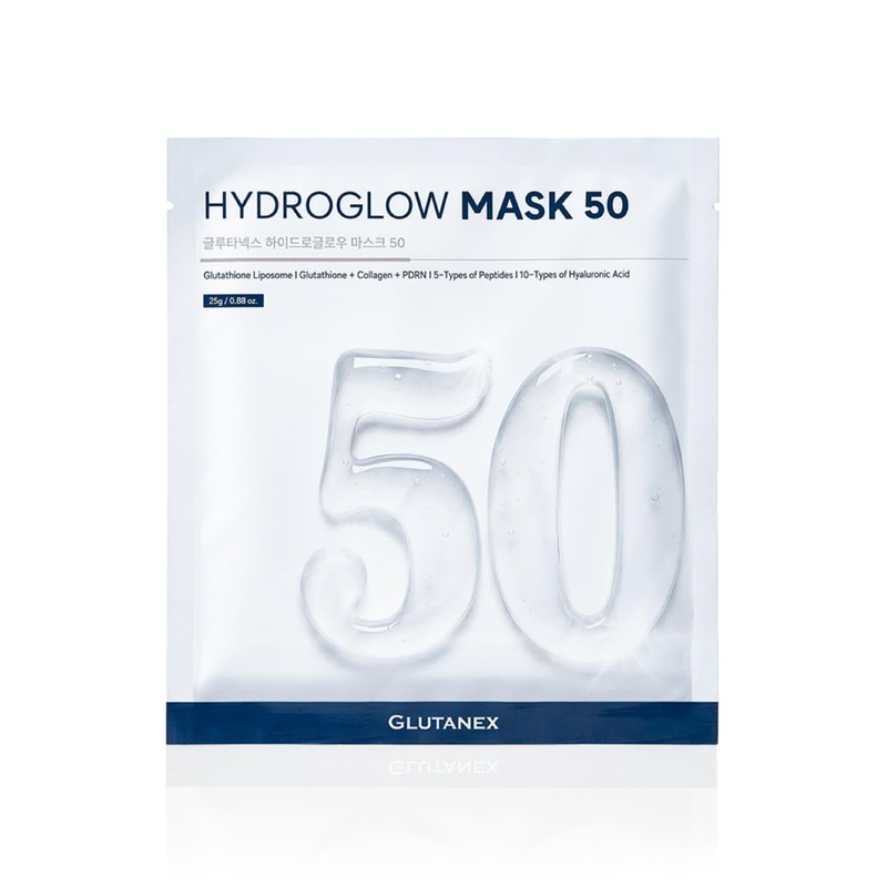 GLUTANEX™ HYDRO GLOW MASK 50 Mascarillas de Hidrogel, Reparadoras, Aclarantes,