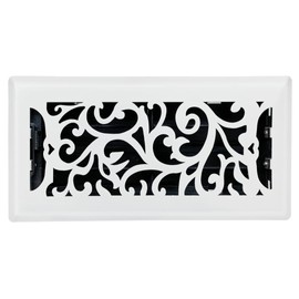 Sierra Grates 4" x 12" Floral Design Steel Floor Register in Glacier White Finish for Floor l- Decorative Air Vent Covers- Floor Register 4” x 12”